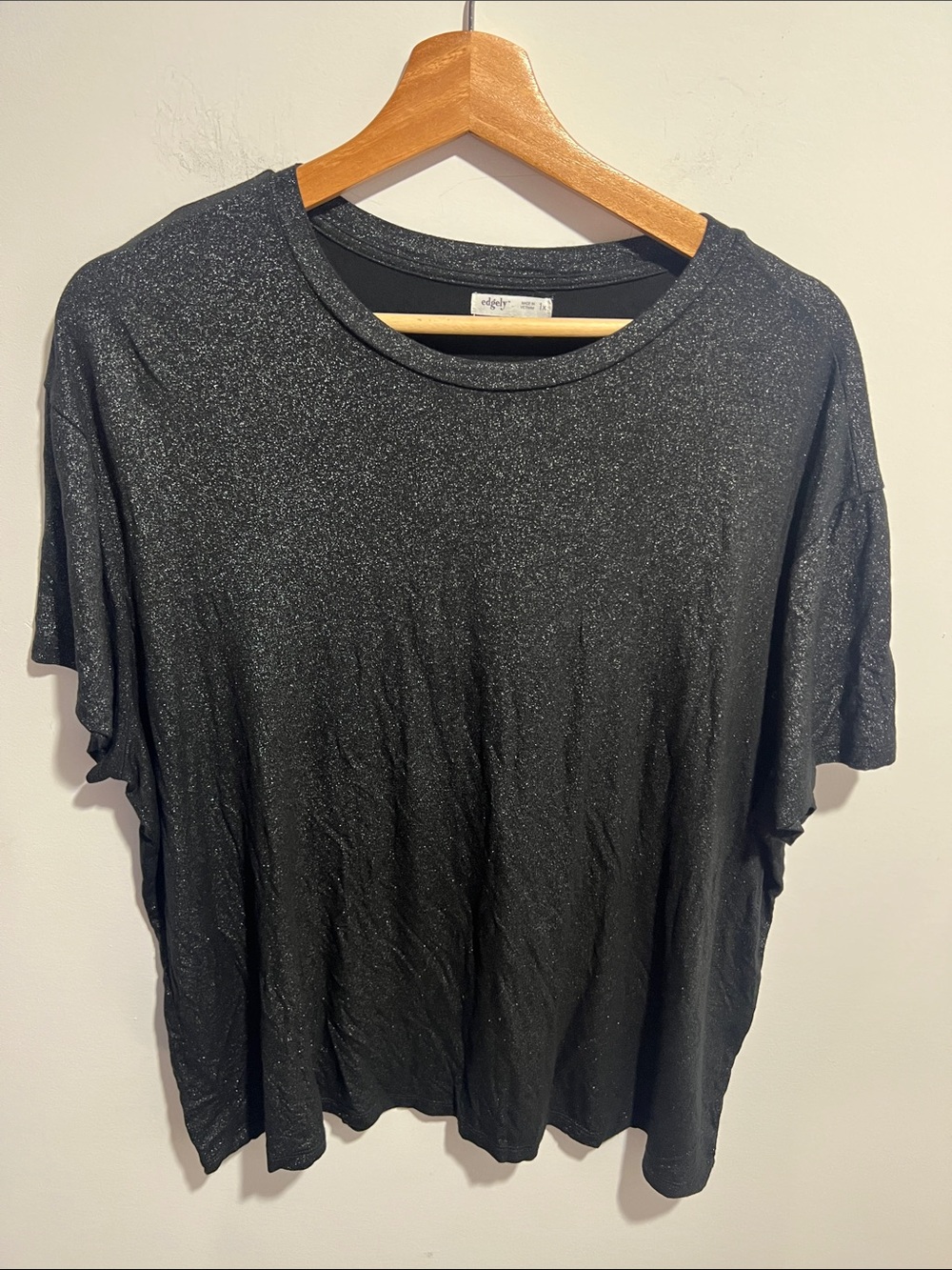 edgely Metallic Black Short Sleeve Tee Size 1X